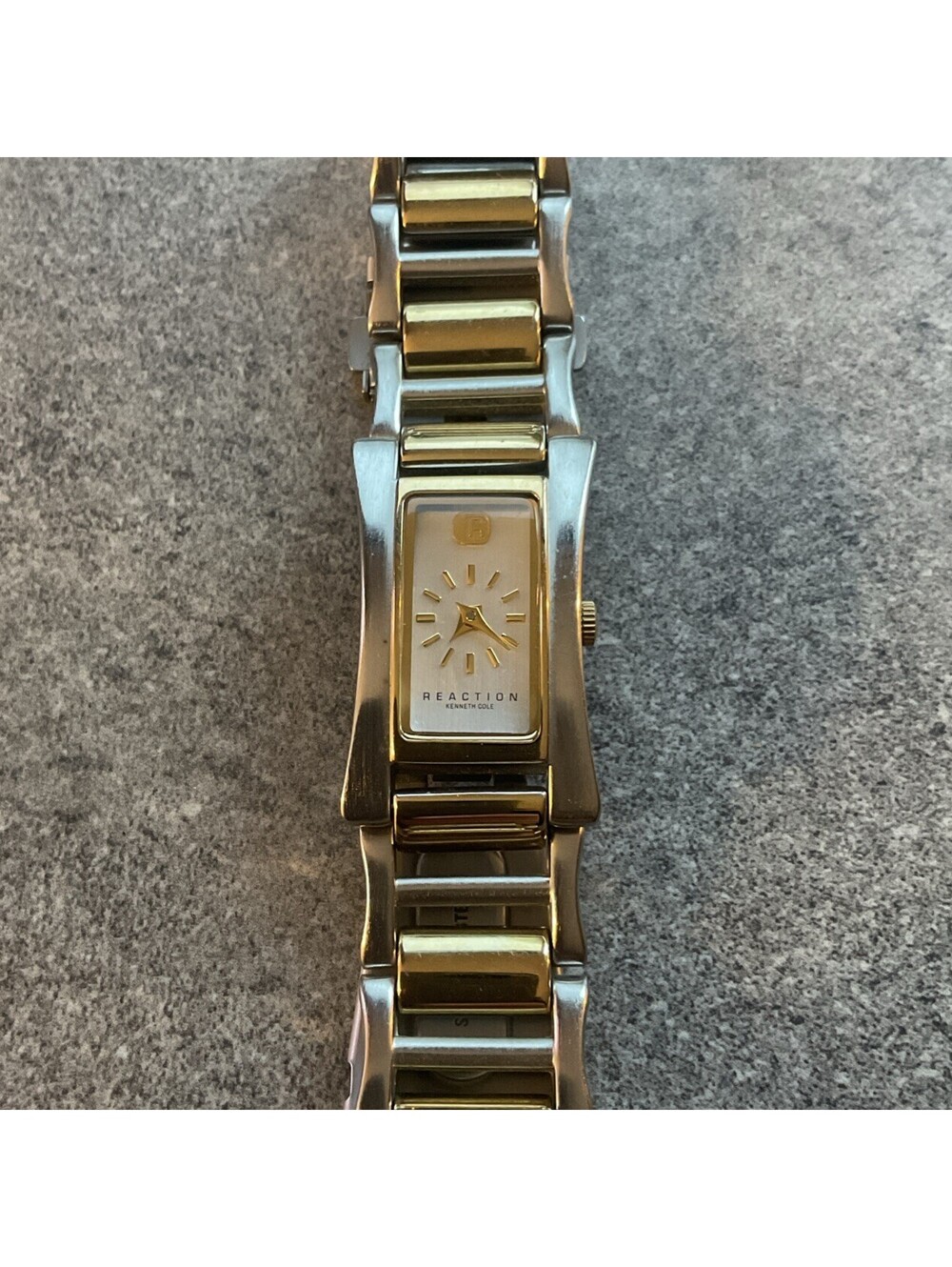 Kenneth Cole Womens Tank Style Watch 19mm Two Tone Case And Band RK400 A16